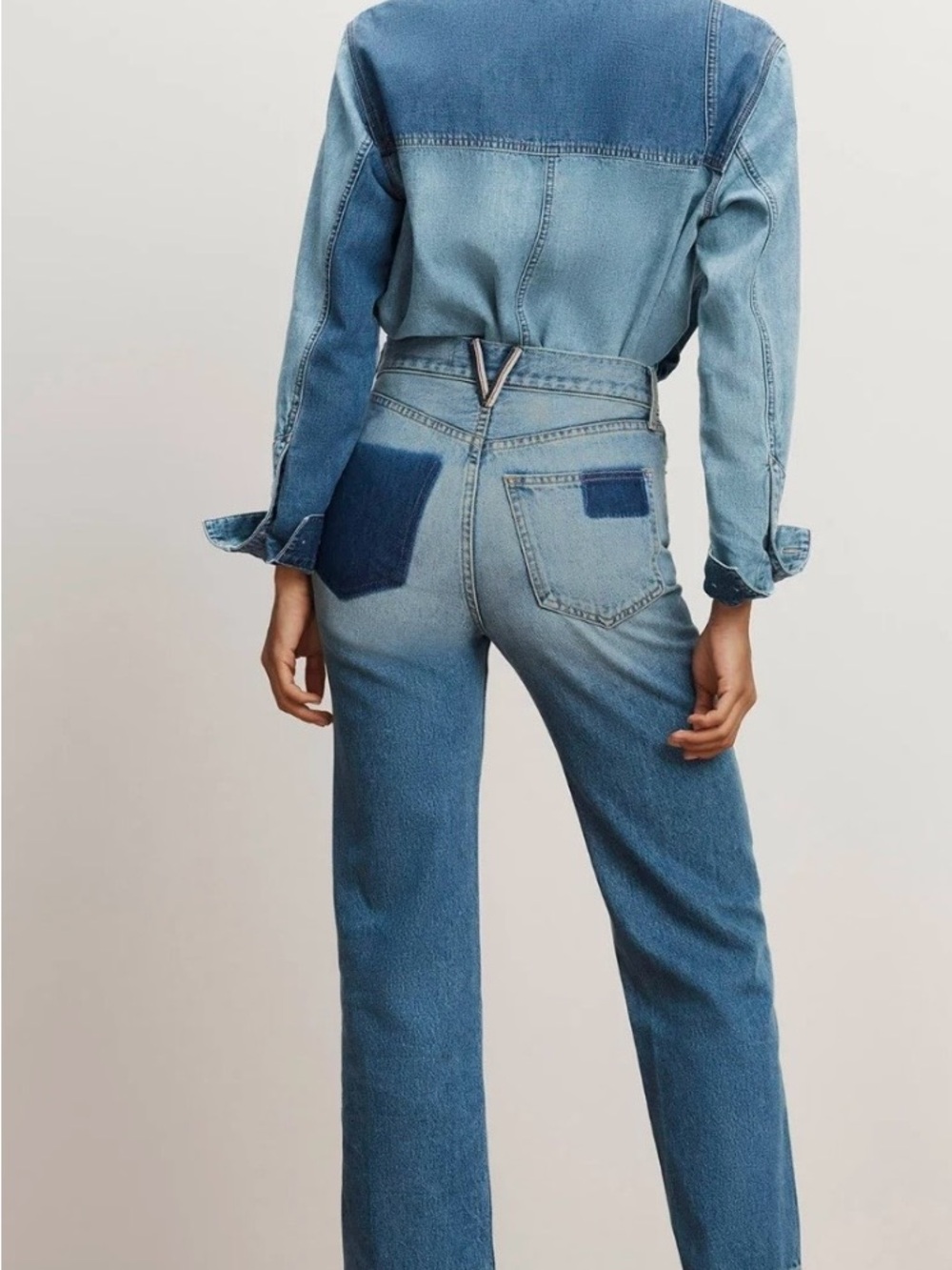 Veronica Beard Dylan High Rise Patchwork Straight-Leg Ankle Jeans $398 Size 26 - Picture 2 of 12